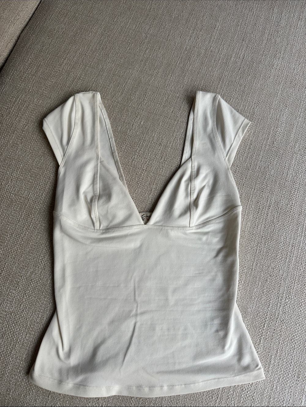 Free People Cream Deep V Tank Top